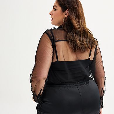 Plus Size INTEMPO™ Woven Mesh Shirt