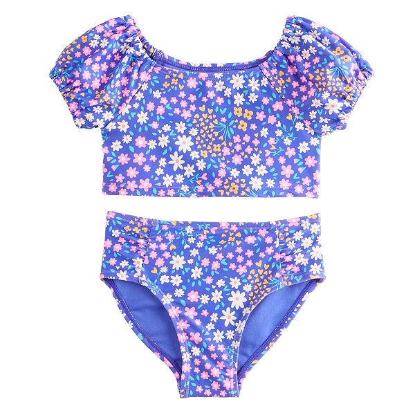 Baby & Toddler Girl Jumping Beans® Puff Sleeve Tankini & Floral Printed ...