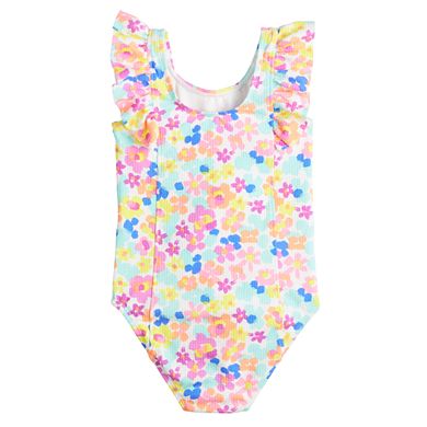 Baby & Toddler Girl Jumping Beans® Ribbed Ruffle Trimmed One-Piece Swimsuit