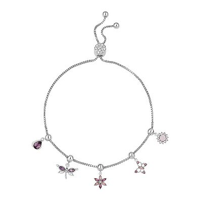 Brilliance Fine Silver Plated Purple Crystal Dragonfly, Flower