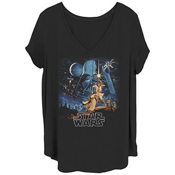Juniors' Plus Size Star Wars A New Hope Retro Poster V-Neck Tee