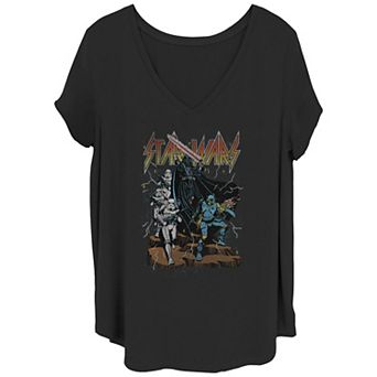 Juniors' Plus Size Star Wars Distressed Bad Guys V-Neck Tee