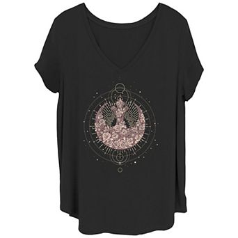 Juniors' Plus Size Star Wars Celestial Rose Rebel V-Neck Tee