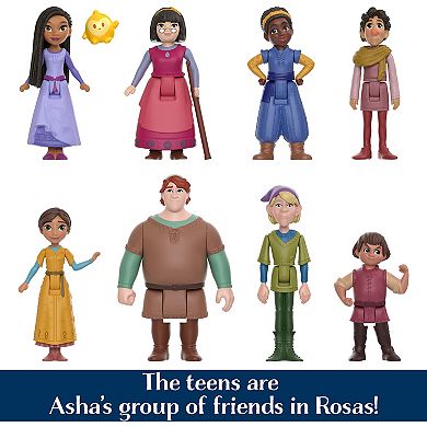 Disney's Wish The Teens Pack of 8 Posable Mini Dolls & Star Figure by Mattel