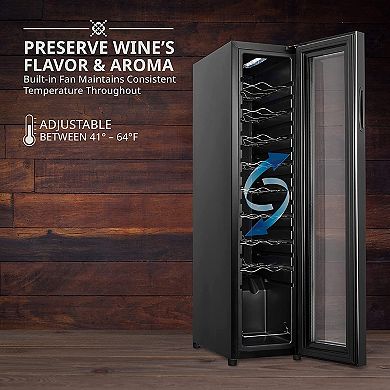 18-Bottle Wine Cooler, Large Freestanding Wine Fridge with Lock