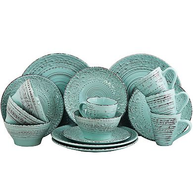 Elama Malibu Waves 16-Piece Dinnerware Set