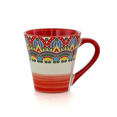 Elama Zen Red Mozaik 16 Piece Luxurious Stoneware Dinnerware with Complete Setting for 4, 16pc