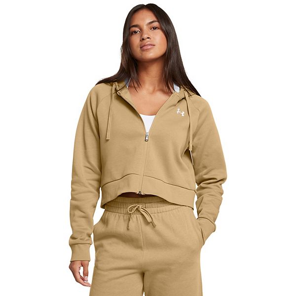 Women's Under Armour Rival Fleece Crop Full-Zip Hoodie - Camel (X LARGE)