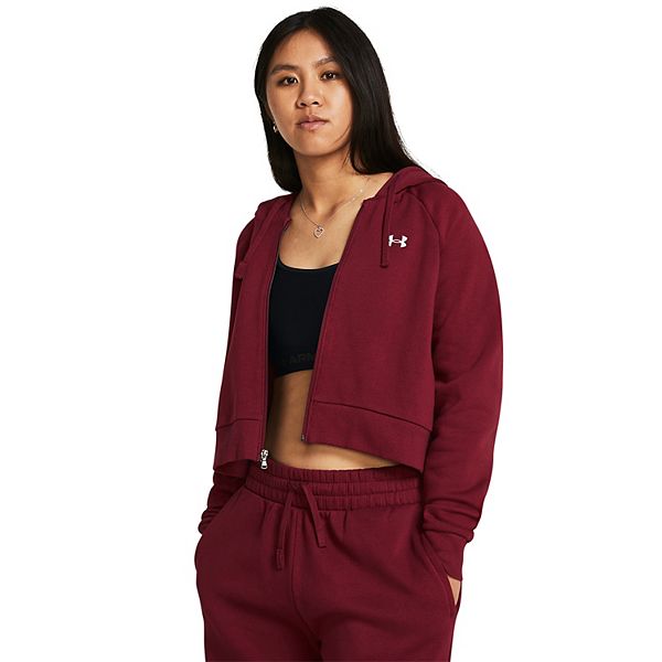 Women's Under Armour Rival Fleece Crop Full-Zip Hoodie - Cardinal (XX LARGE)