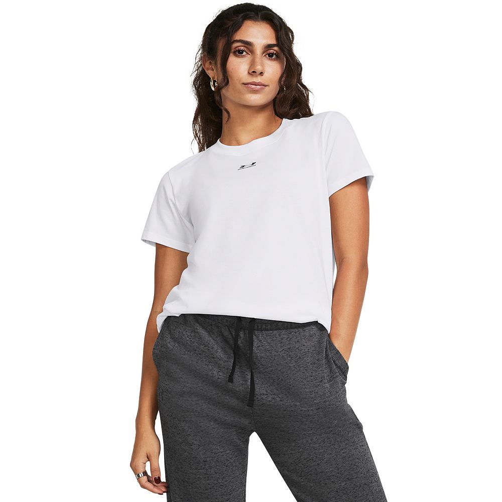 (取寄) アンダーアーマー レディース ライバル ロゴ ショート スリーブ T シャツ Under Armour women Rival Logo Short Sleeve T Shirt Sonic Yellow/White Women's Under Armour Rival Core Short Sleeve Tee