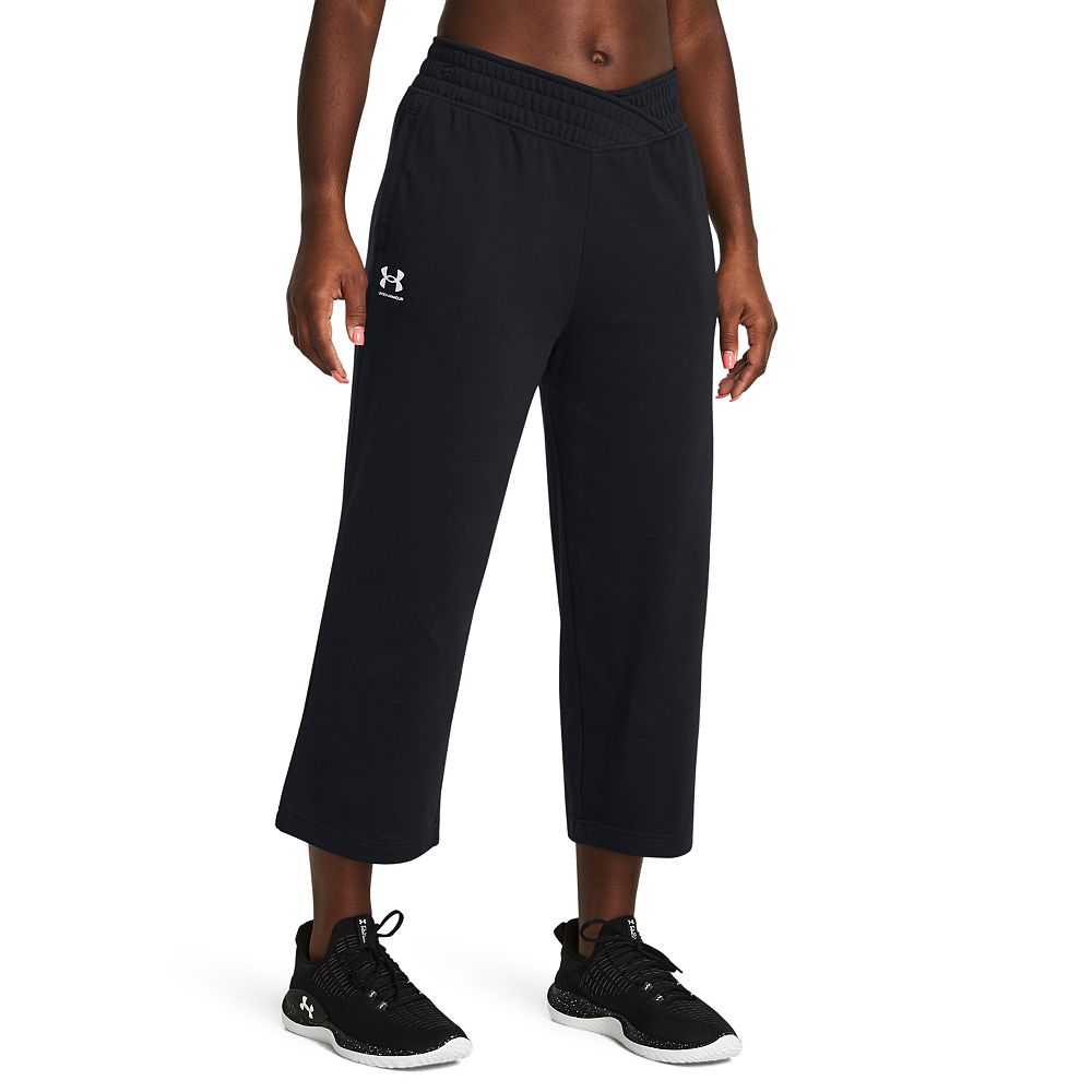 Women's Under Armour Rival Terry High-Rise Wide-Leg Crop Pants
