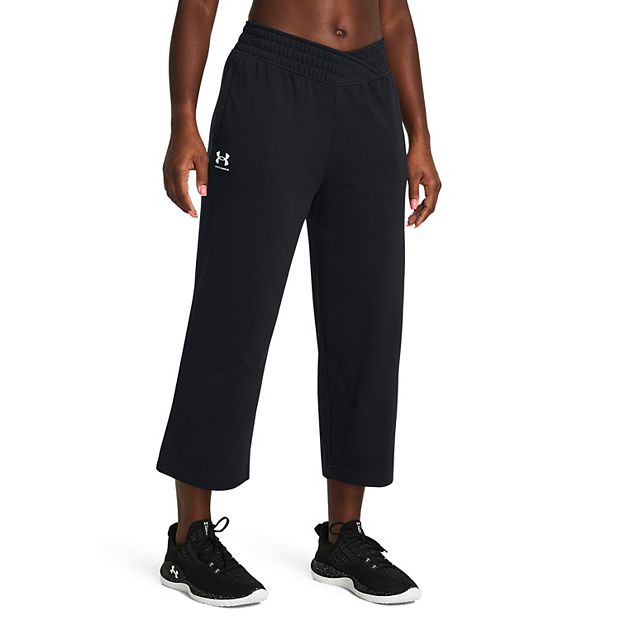 Women s Under Armour Rival Terry High Rise Wide Leg Crop Pants