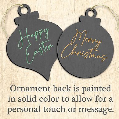 Set of 3 - Holiday Gifts Santa Wooden Ornaments by G. DeBrekht - Christmas Santa Snowman Decor