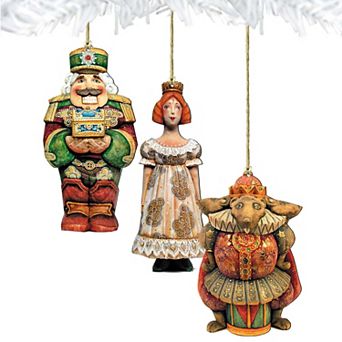 Set of 3 - Nutcracker Wooden Christmas Ornaments by G. DeBrekht - Christmas Decor