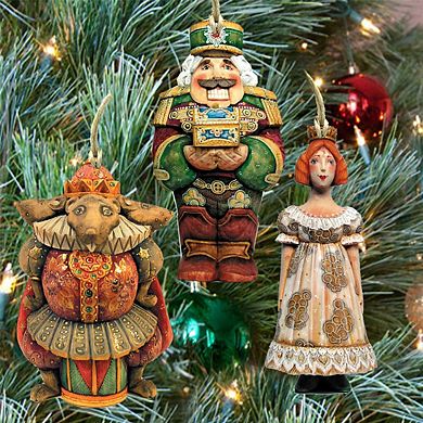 Set of 3 - Nutcracker Wooden Christmas Ornaments by G. DeBrekht - Christmas Decor