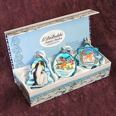 Designocracy Forest Friends Mercury Glass Ornaments Set of 3 by G. DeBrekht Wildlife Holiday Decor