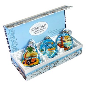 Designocracy Coastal Mercury Glass Ornaments Set of 3 by G. DeBrekht Coastal Holiday Decor