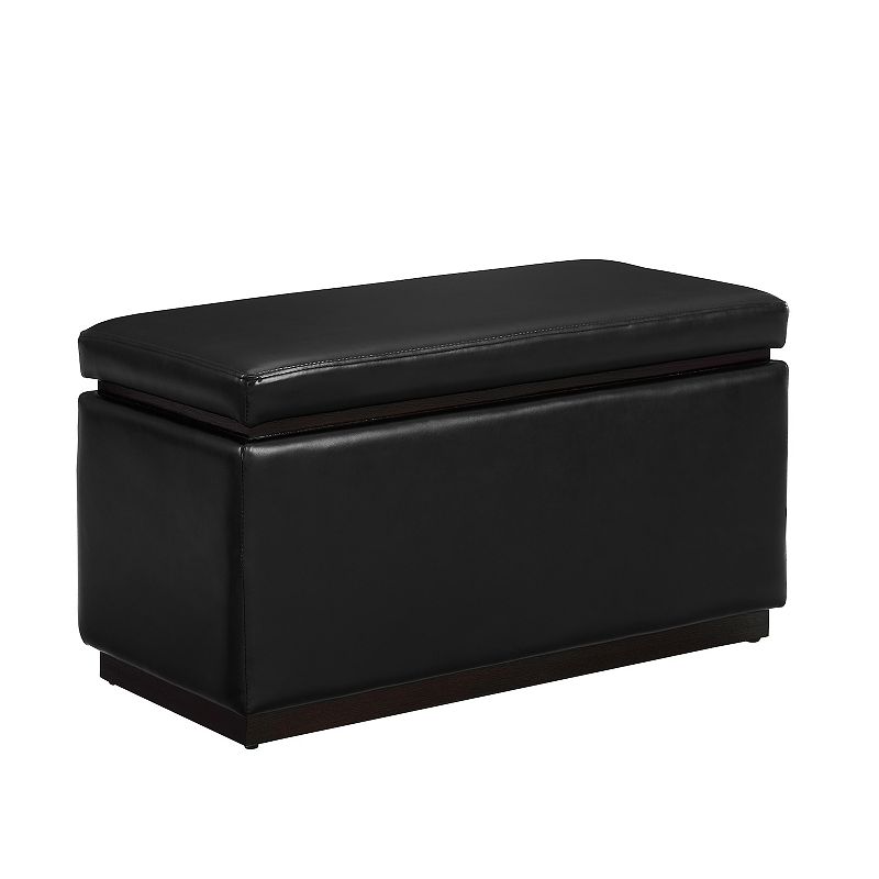 Linon Blanche Rectangle Storage Ottoman, Black