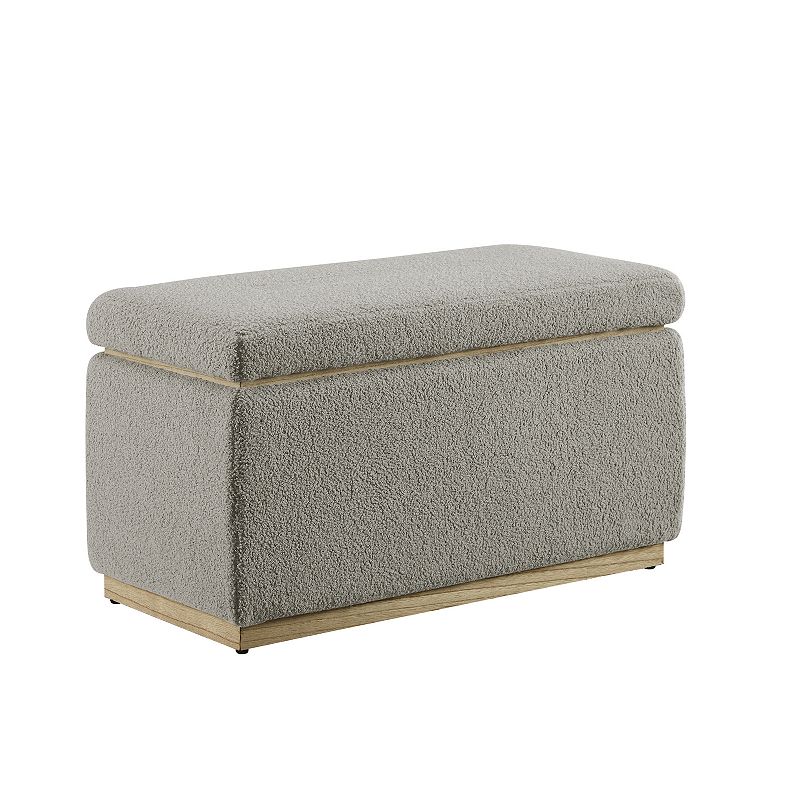 Linon Blanche Rectangle Storage Ottoman, Gray