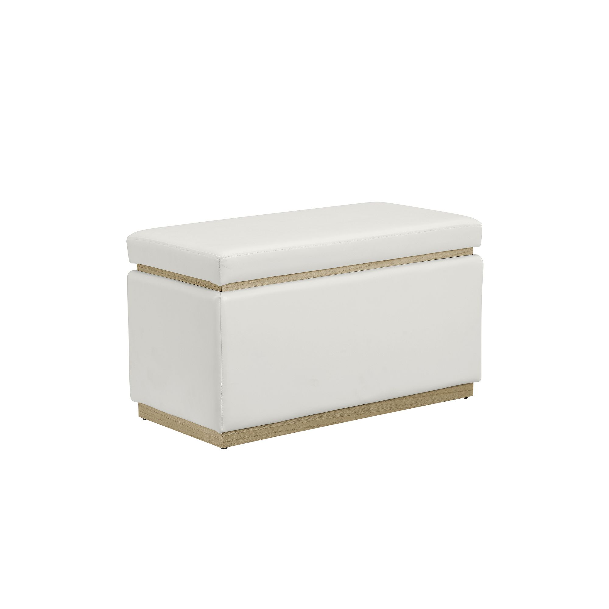 Linon Blanche Rectangle Storage Ottoman, White