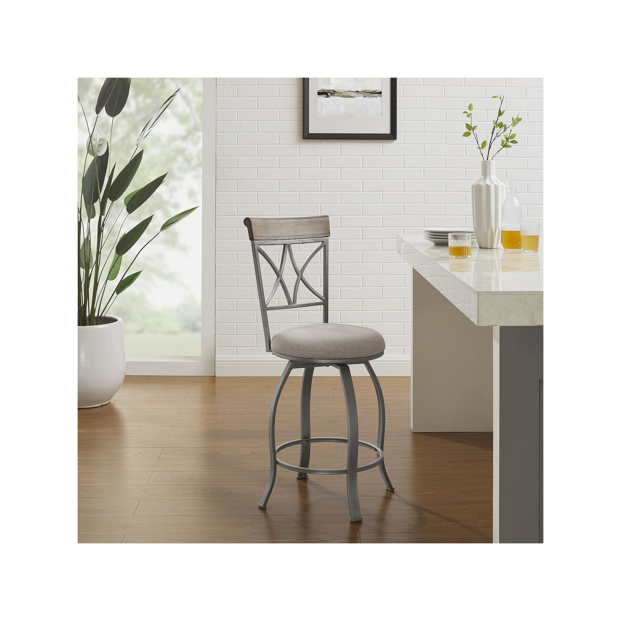 Linon Hamilton Counter Stool, Silver