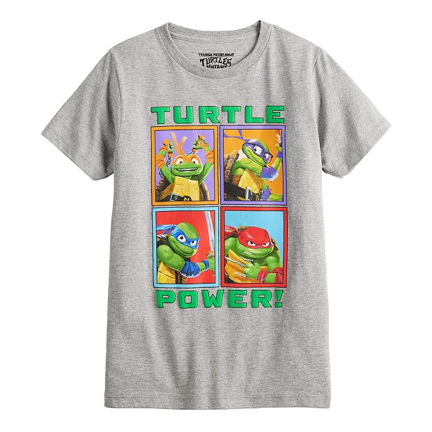 Teenage Mutant Ninja Turtles Kids Its Turtle Time Graphic T-Shirt, Grey, Large, Cotton