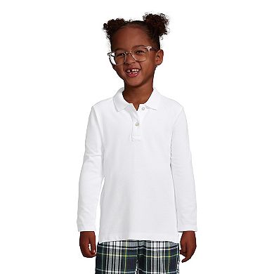 Girls 4-16 Lands' End School Uniform Long Sleeve Feminine Fit Mesh Polo Shirt