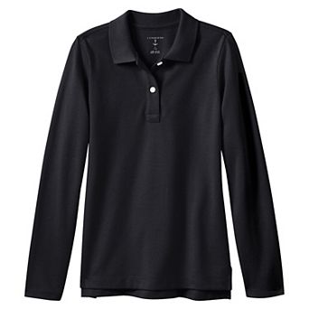 Girls 4-16 Lands' End School Uniform Long Sleeve Feminine Fit Mesh Polo Shirt