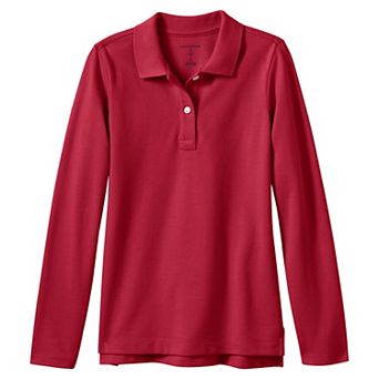 Girls 4-16 Lands' End School Uniform Long Sleeve Feminine Fit Mesh Polo Shirt