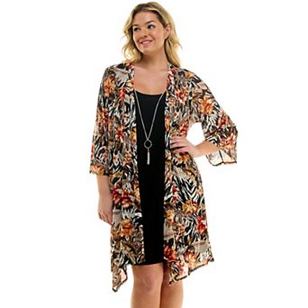 Plus Size Sara Michelle Jacket Dress with Necklace