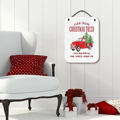 COURTSIDE MARKET Farm Fresh Christmas Trees Truck Hanging Sign