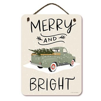 COURTSIDE MARKET Merry And Bright Hanging Sign Wall Art