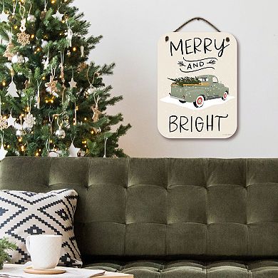 COURTSIDE MARKET Merry And Bright Hanging Sign Wall Art