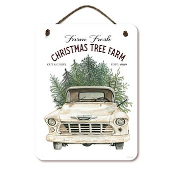 COURTSIDE MARKET Christmas Classic Car Hanging Sign Wall Art