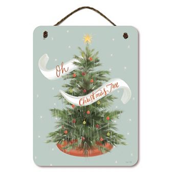 COURTSIDE MARKET Oh Christmas Tree Hanging Sign Wall Art