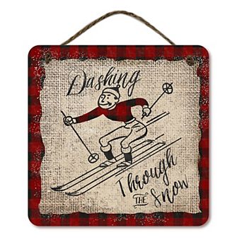 COURTSIDE MARKET Buffalo Check Skiing Sign Wall Decor
