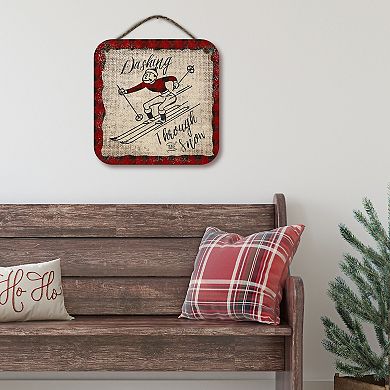 COURTSIDE MARKET Buffalo Check Skiing Sign Wall Decor