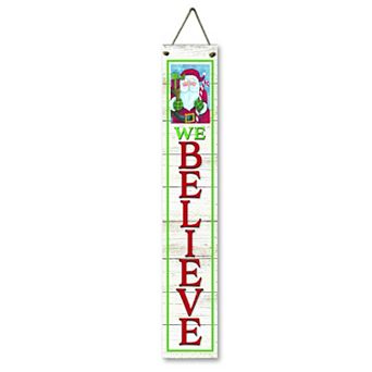 Courtside Market Cheery Santa "We Believe" Hanging Wall Sign