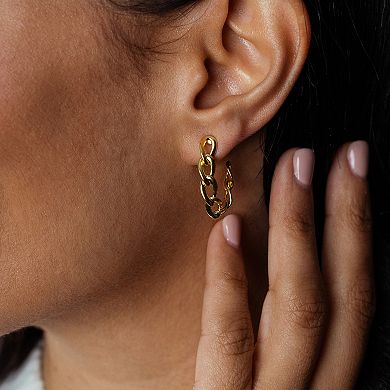 Judy Crowell Sterling Silver Chain Link Hoop Earrings
