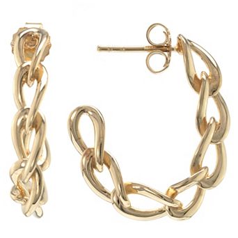 Judy Crowell Sterling Silver Chain Link Hoop Earrings