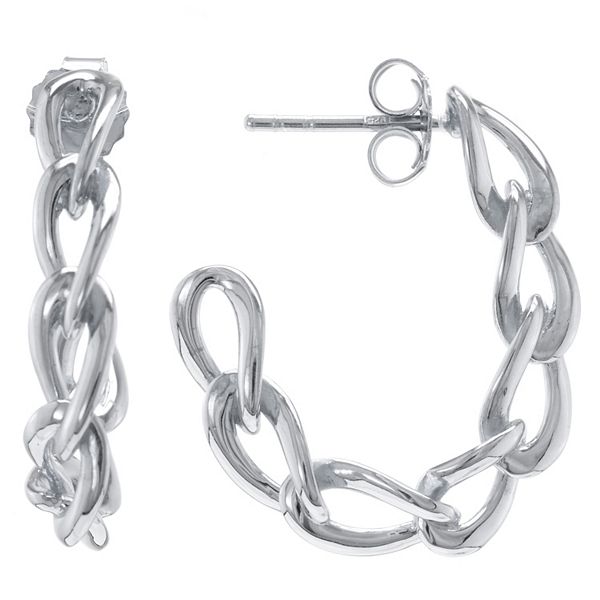Judy Crowell Sterling Silver Chain Link Hoop Earrings