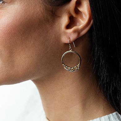 Judy Crowell Sterling Silver Open Circle Chain Drop Earrings