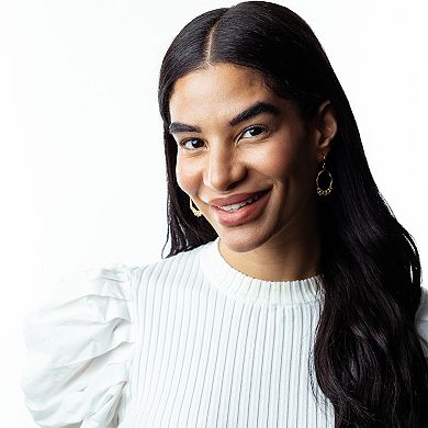 Judy Crowell Sterling Silver Open Circle Chain Drop Earrings