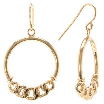 Judy Crowell Sterling Silver Open Circle Chain Drop Earrings