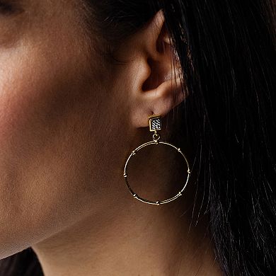 Judy Crowell Sterling Silver Diamond Cut Open Circle Beaded Drop Earrings