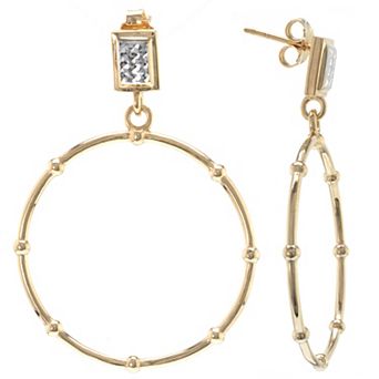 Judy Crowell Sterling Silver Diamond Cut Open Circle Beaded Drop Earrings