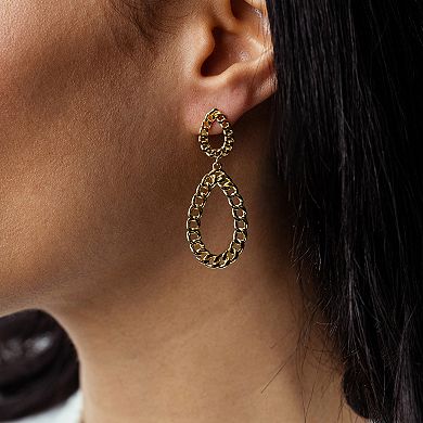 Judy Crowell Sterling Silver Chain Link Open Oval Double Drop Earrings