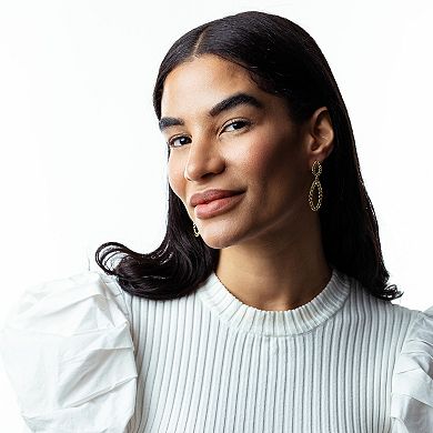 Judy Crowell Sterling Silver Chain Link Open Oval Double Drop Earrings