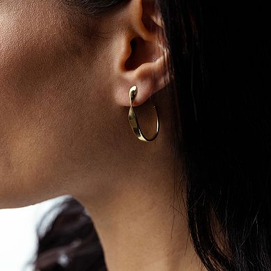 Judy Crowell Sterling Silver High Polish Open Twist C-Hoop Earrings