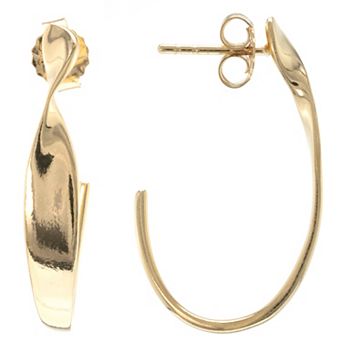 Judy Crowell Sterling Silver High Polish Open Twist C-Hoop Earrings